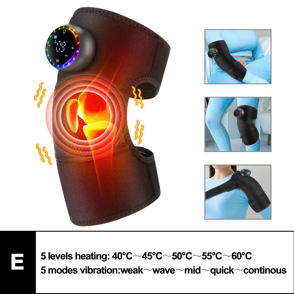 3-in-1 Electric Heated Vibration Massager – Knee, Shoulder & Elbow Massage Pad with Hot Compress, Thermal Joint Brace for Muscle Relaxation, Pain Relief, and Improved Circulation