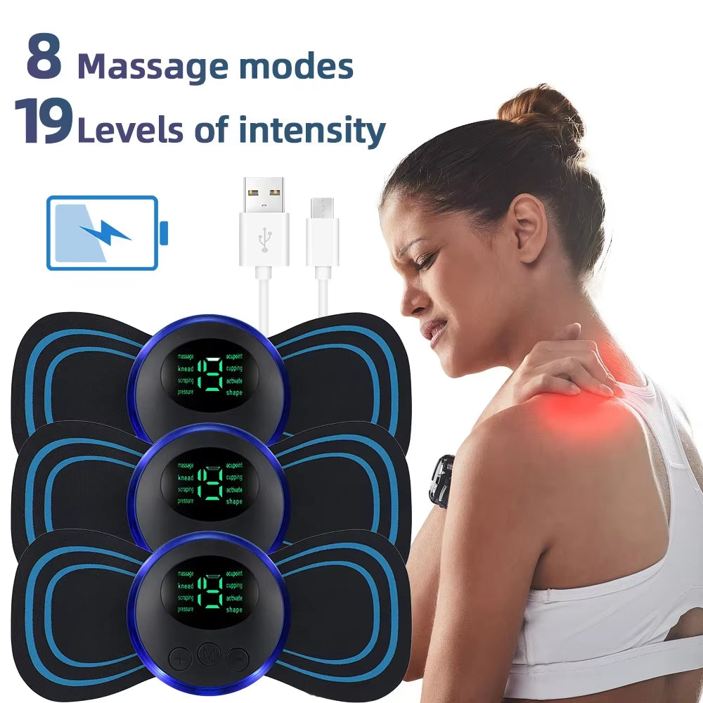PulseRelief™ Electric Neck Massager – EMS Muscle Stimulator with Low-Frequency Therapy, Multifunction Mini Device for Neck, Back, Calf, and Joint Pain Relief