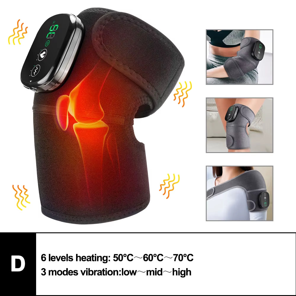 3-in-1 Electric Heated Vibration Massager – Knee, Shoulder & Elbow Massage Pad with Hot Compress, Thermal Joint Brace for Muscle Relaxation, Pain Relief, and Improved Circulation