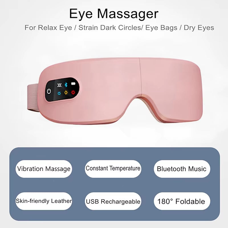 4D Eye Massager™ – Smart Airbag & Vibration Eye Care with Hot Compress, Bluetooth Eye Massage Glasses for Fatigue Relief, Wrinkle Reduction & Eye Health