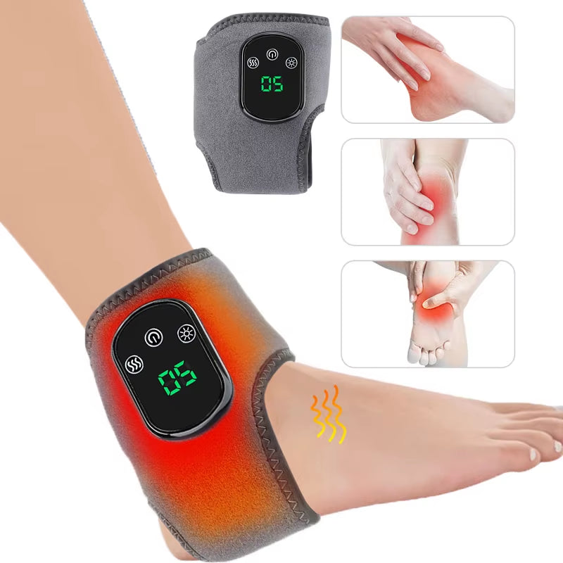 ThermaSoothe™ Electric Foot & Ankle Massager – 3/5 Vibration Gears with Hot Compress Ankle Wrap for Muscle Relaxation, Pain Relief & Daily Health Care