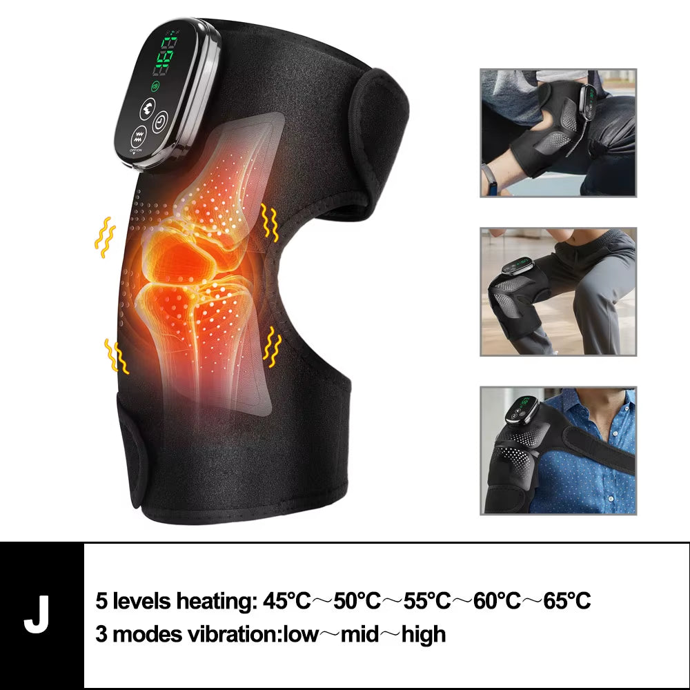 3-in-1 Electric Heated Vibration Massager – Knee, Shoulder & Elbow Massage Pad with Hot Compress, Thermal Joint Brace for Muscle Relaxation, Pain Relief, and Improved Circulation