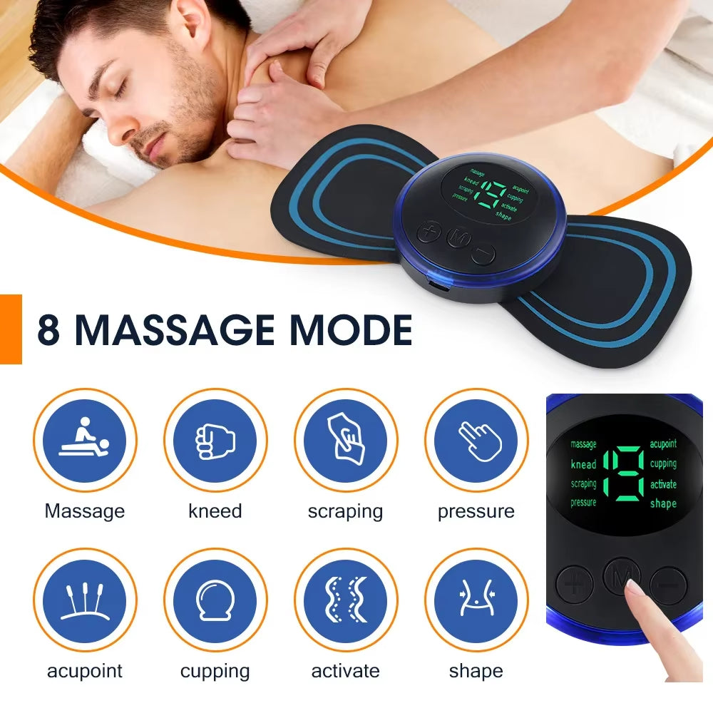 PulseRelief™ Electric Neck Massager – EMS Muscle Stimulator with Low-Frequency Therapy, Multifunction Mini Device for Neck, Back, Calf, and Joint Pain Relief