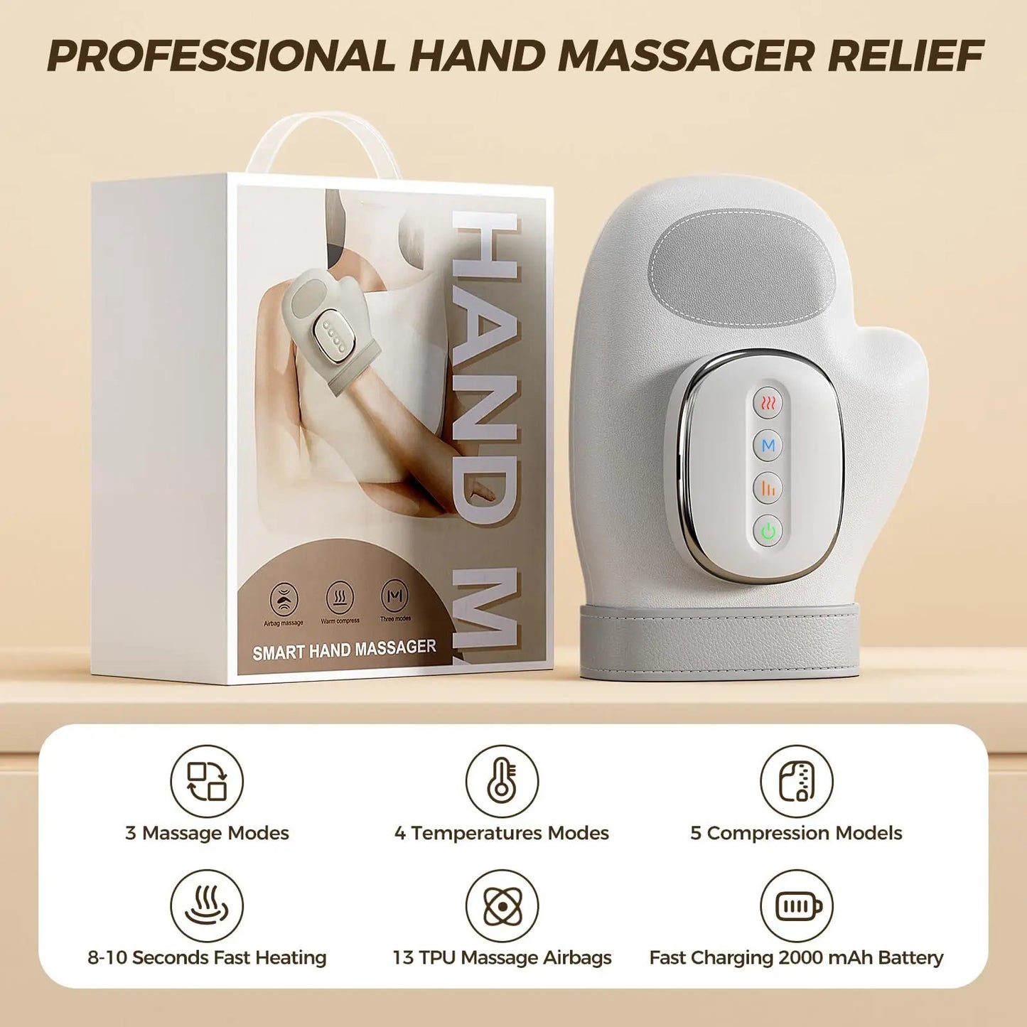 HandEase™ Electric Hand Massager – Cordless Airbag Compression & Warm Heating Glove Massager for Palm and Finger Relaxation, Perfect Gift for Stress Relief & Hand Care