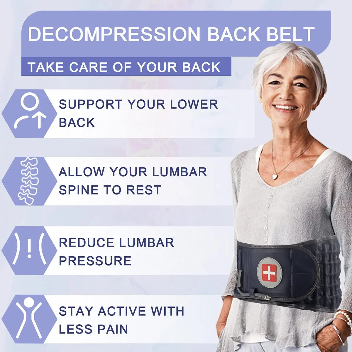 SpineRelief™ Adjustable Decompression Brace – Air Traction Spinal Support Belt for Osteoporosis, Scoliosis, and Lower Back Pain Relief, Ideal for Seniors and Posture Correction