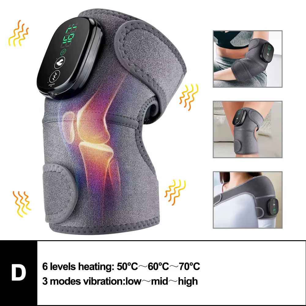 3-in-1 Electric Heated Vibration Massager – Knee, Shoulder & Elbow Massage Pad with Hot Compress, Thermal Joint Brace for Muscle Relaxation, Pain Relief, and Improved Circulation