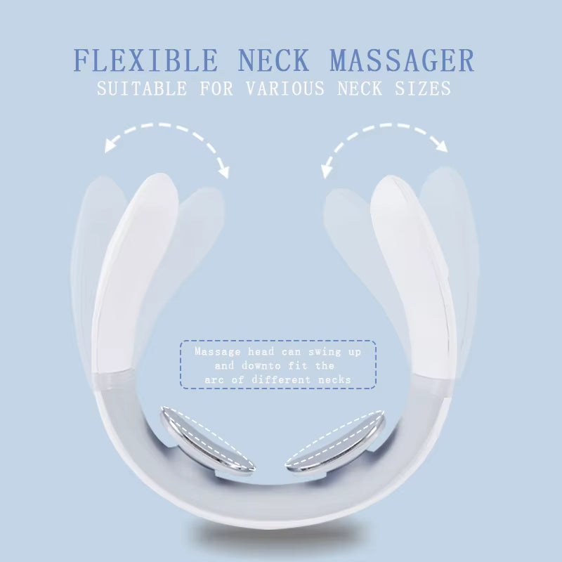 Smart Neck & Shoulder Massager™ – Electric Heat Therapy for Muscle Relaxation, USB Rechargeable, Portable Pain Relief Device, White