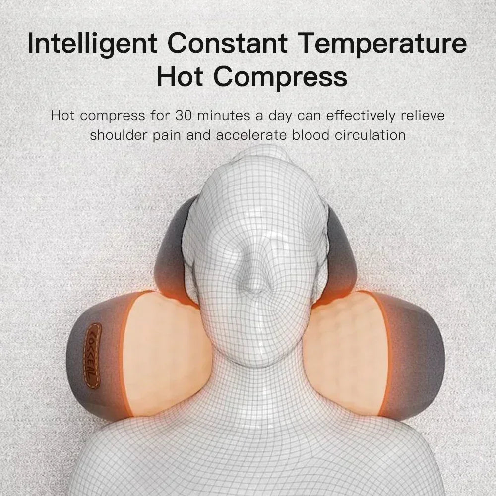 NeckEase™ Electric Cervical Massager Pillow – Hot Compress, Vibration Massage, and Neck Traction with Memory Foam for Relaxation, Sleep, and Spine Support