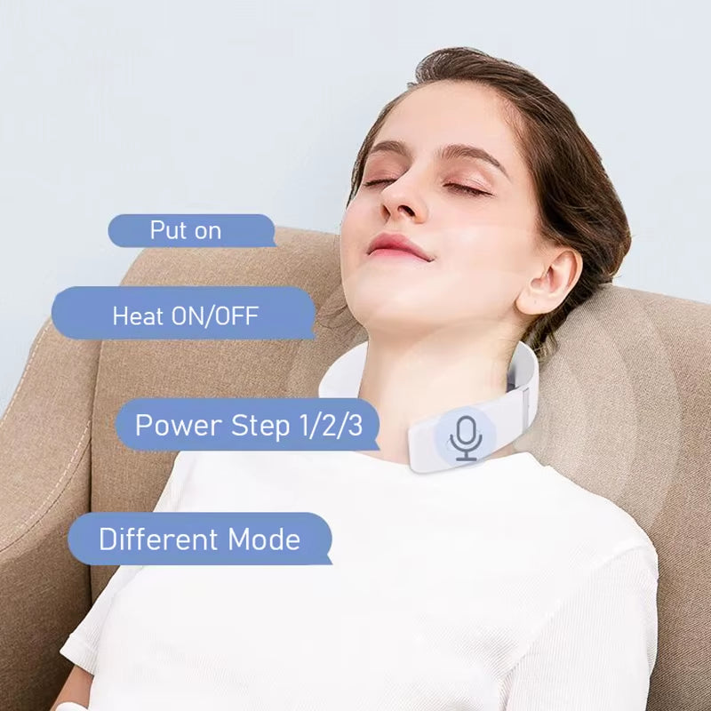 Smart Neck & Shoulder Massager™ – Electric Heat Therapy for Muscle Relaxation, USB Rechargeable, Portable Pain Relief Device, White