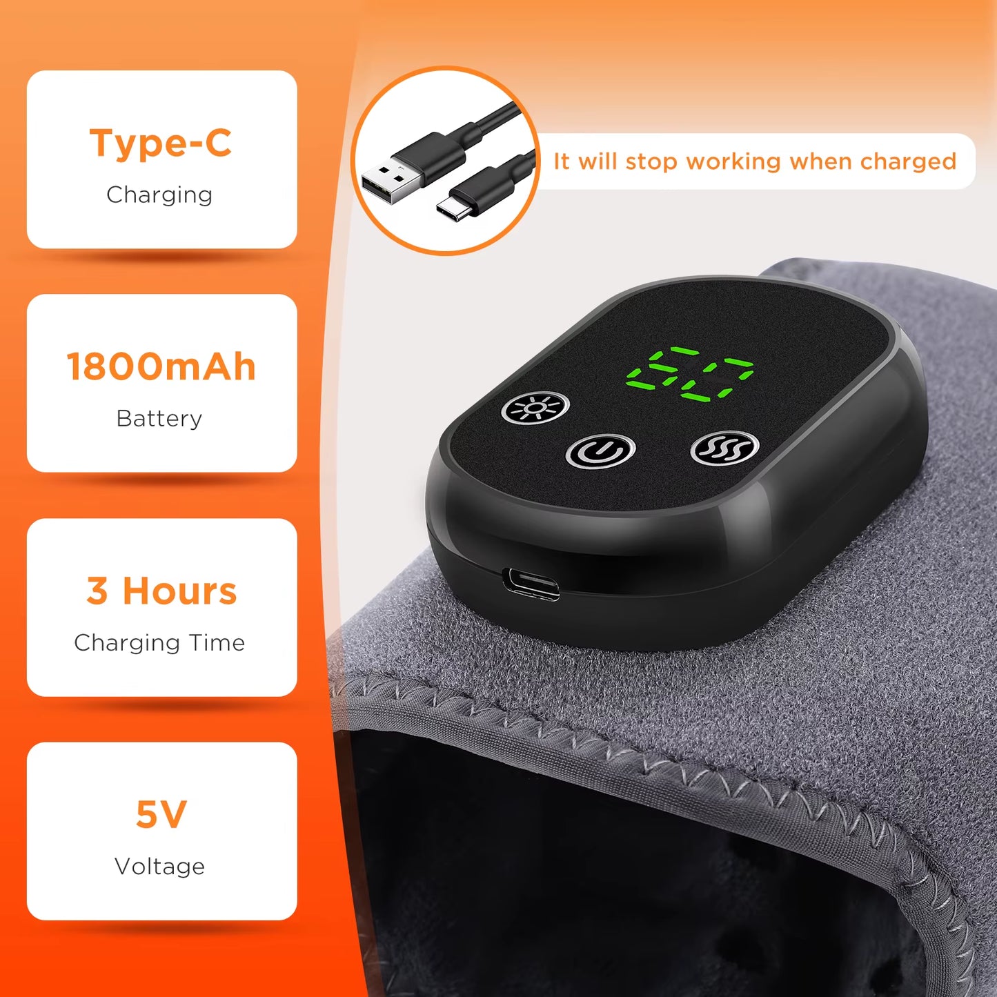 ThermaSoothe™ Electric Foot & Ankle Massager – 3/5 Vibration Gears with Hot Compress Ankle Wrap for Muscle Relaxation, Pain Relief & Daily Health Care
