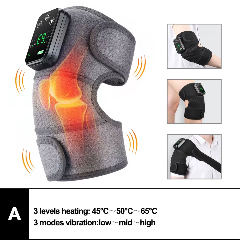 3-in-1 Electric Heated Vibration Massager – Knee, Shoulder & Elbow Massage Pad with Hot Compress, Thermal Joint Brace for Muscle Relaxation, Pain Relief, and Improved Circulation