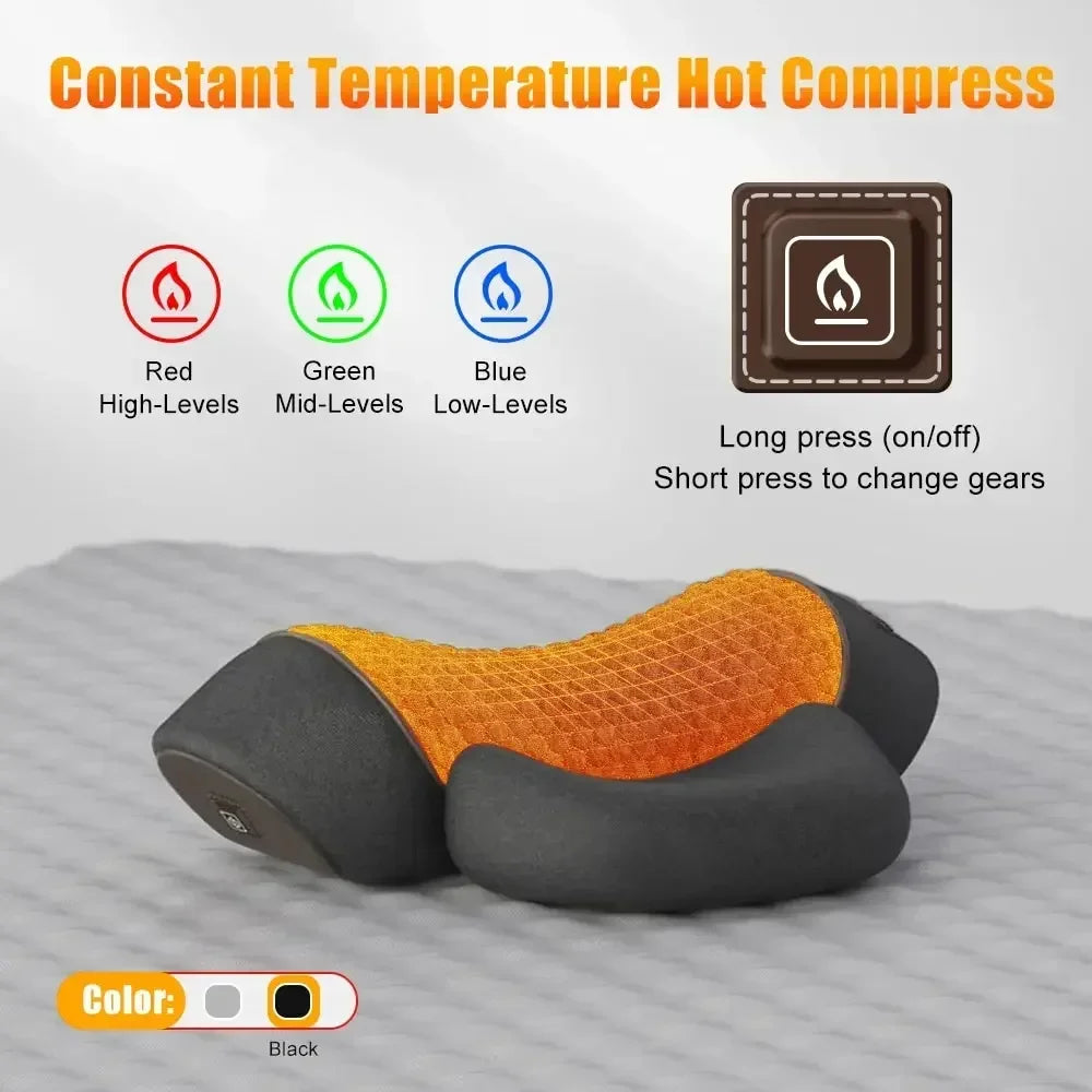 NeckEase™ Electric Cervical Massager Pillow – Hot Compress, Vibration Massage, and Neck Traction with Memory Foam for Relaxation, Sleep, and Spine Support