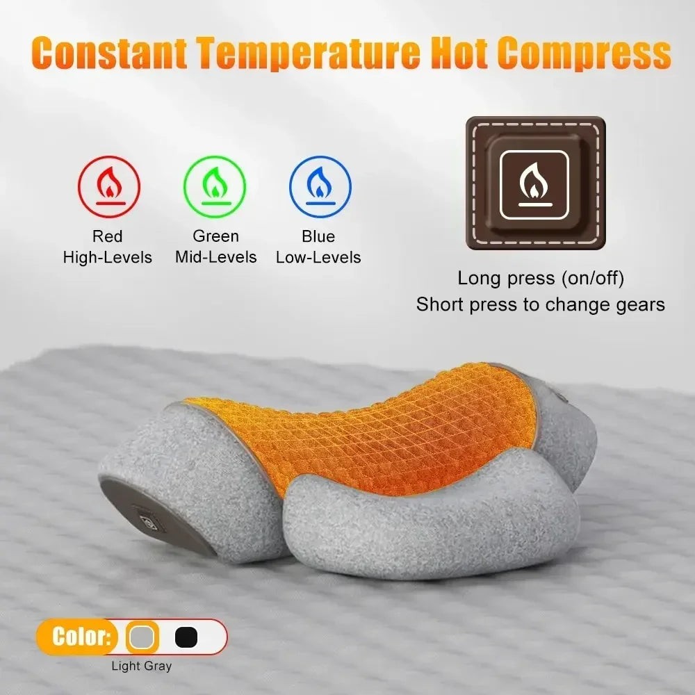 NeckEase™ Electric Cervical Massager Pillow – Hot Compress, Vibration Massage, and Neck Traction with Memory Foam for Relaxation, Sleep, and Spine Support
