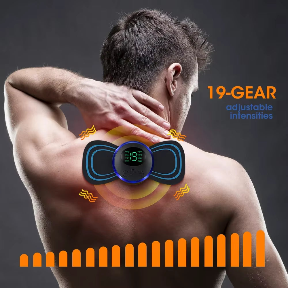 PulseRelief™ Electric Neck Massager – EMS Muscle Stimulator with Low-Frequency Therapy, Multifunction Mini Device for Neck, Back, Calf, and Joint Pain Relief