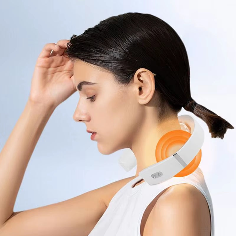 Smart Neck & Shoulder Massager™ – Electric Heat Therapy for Muscle Relaxation, USB Rechargeable, Portable Pain Relief Device, White
