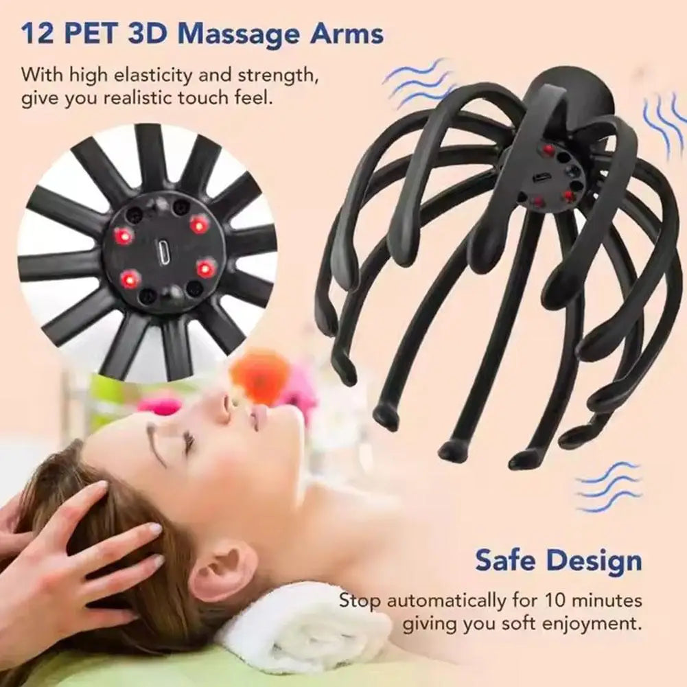 Electric Octopus Claw Scalp Massager™ – Hands-Free, Rechargeable Stress Relief & Therapeutic Stimulation for Head and Hair Relaxation