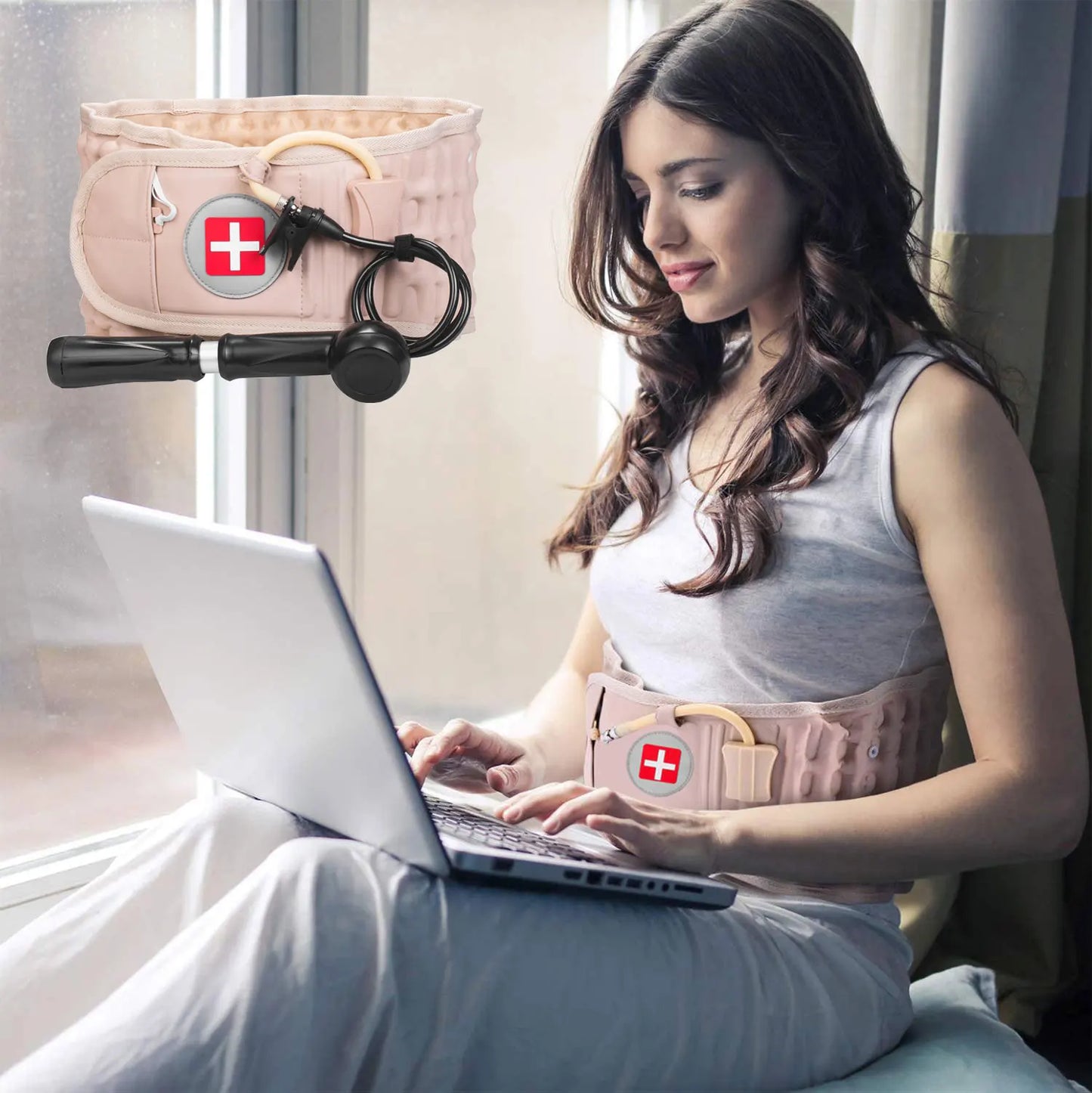 SpineRelief™ Adjustable Decompression Brace – Air Traction Spinal Support Belt for Osteoporosis, Scoliosis, and Lower Back Pain Relief, Ideal for Seniors and Posture Correction