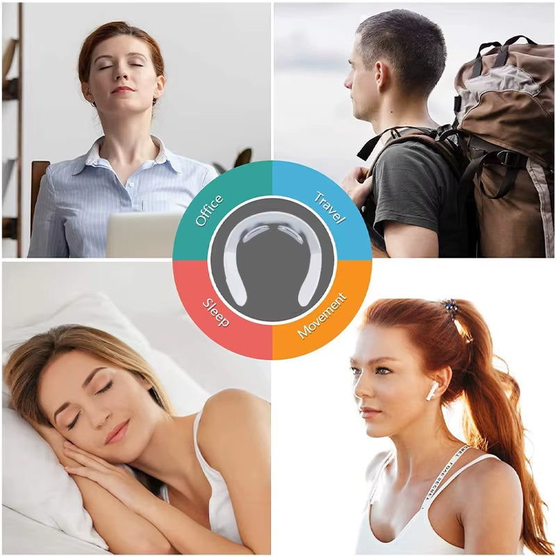 Smart Neck & Shoulder Massager™ – Electric Heat Therapy for Muscle Relaxation, USB Rechargeable, Portable Pain Relief Device, White