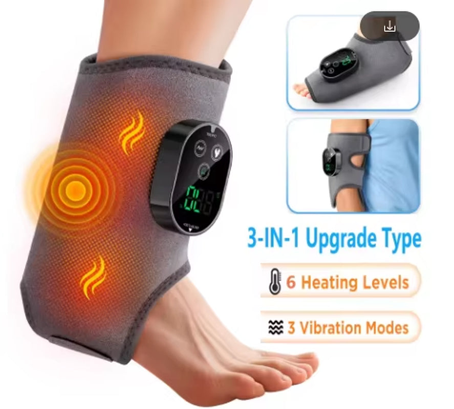 ThermaSoothe™ Electric Foot & Ankle Massager – 3/5 Vibration Gears with Hot Compress Ankle Wrap for Muscle Relaxation, Pain Relief & Daily Health Care