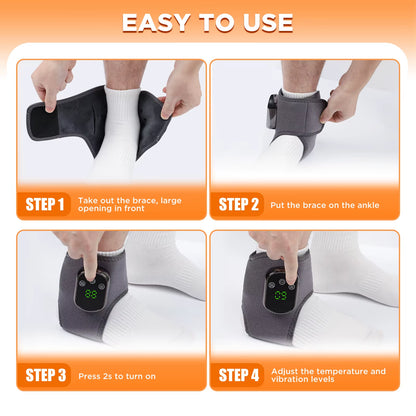 ThermaSoothe™ Electric Foot & Ankle Massager – 3/5 Vibration Gears with Hot Compress Ankle Wrap for Muscle Relaxation, Pain Relief & Daily Health Care