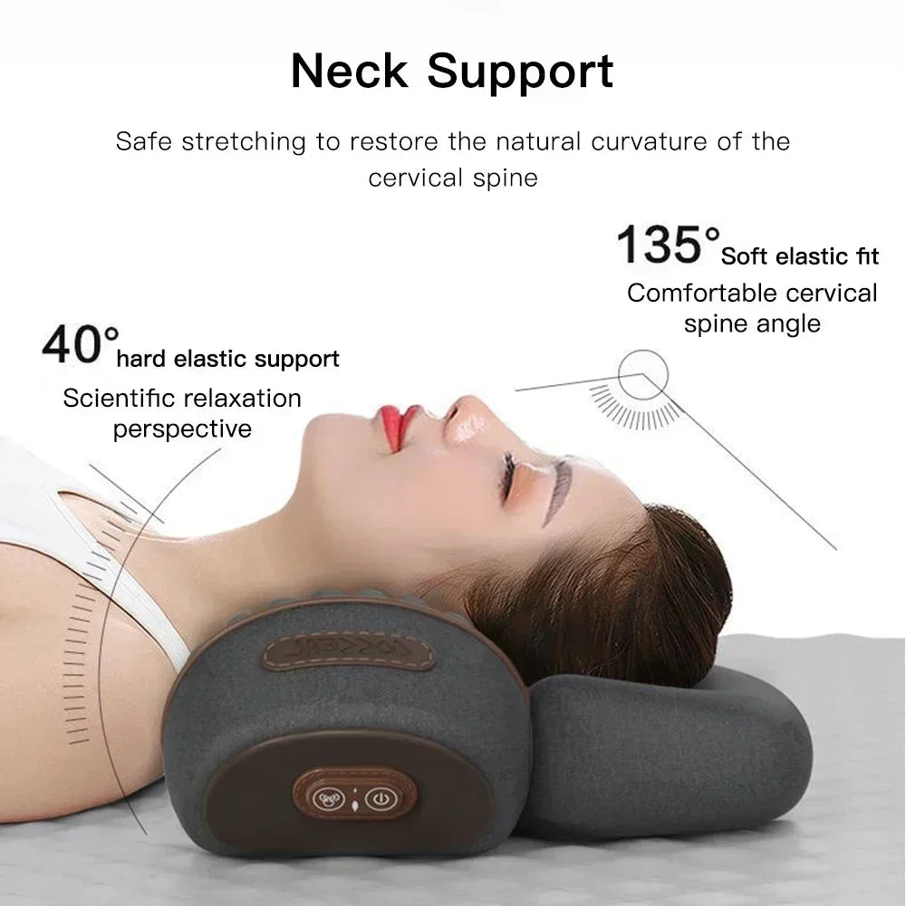 NeckEase™ Electric Cervical Massager Pillow – Hot Compress, Vibration Massage, and Neck Traction with Memory Foam for Relaxation, Sleep, and Spine Support
