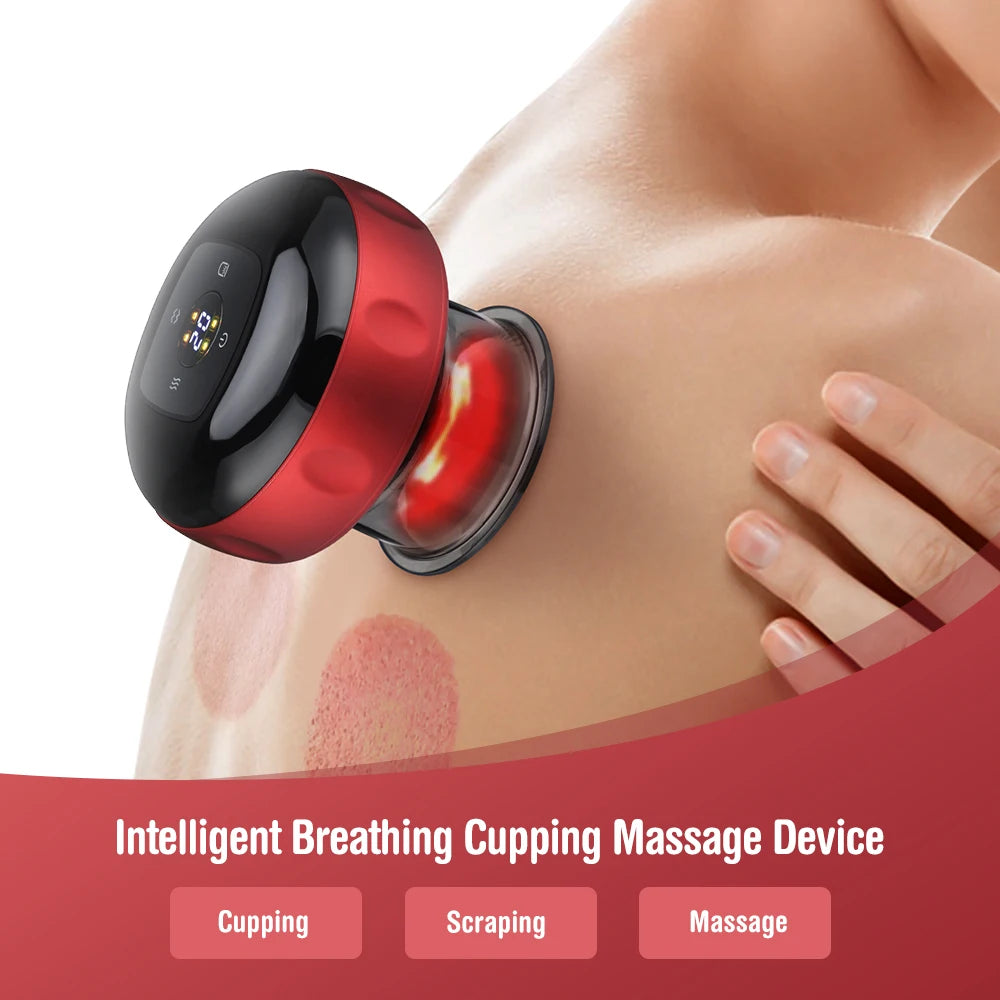 Smart Electric Cupping & Scraping Massager – Vacuum Suction Cup Device with Heating for Body, Back, Neck, and Arm Massage, Pain Relief, and Muscle Relaxation