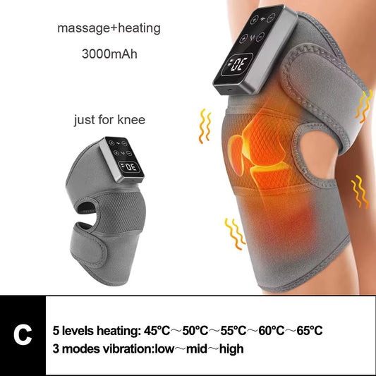 3-in-1 Electric Heated Vibration Massager – Knee, Shoulder & Elbow Massage Pad with Hot Compress, Thermal Joint Brace for Muscle Relaxation, Pain Relief, and Improved Circulation