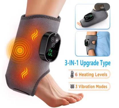 ThermaSoothe™ Electric Foot & Ankle Massager – 3/5 Vibration Gears with Hot Compress Ankle Wrap for Muscle Relaxation, Pain Relief & Daily Health Care