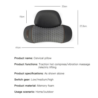NeckEase™ Electric Cervical Massager Pillow – Hot Compress, Vibration Massage, and Neck Traction with Memory Foam for Relaxation, Sleep, and Spine Support